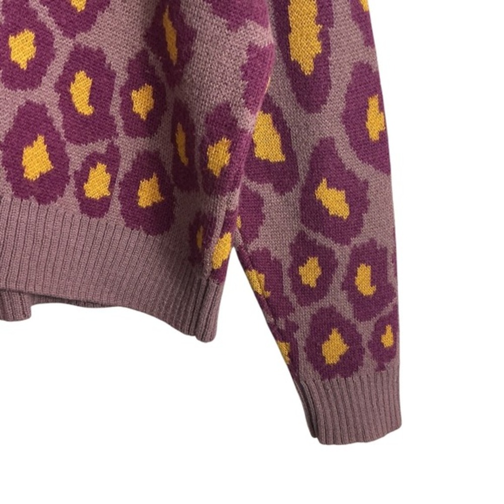 Nation LTD‎ Medium Baby Alpaca Cotton Leopard Print Mauve Sweater Ultrasoft - Picture 4 of 7